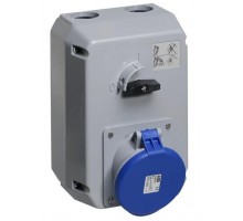 Розетка 263MM6 63А 2P+E 6ч с выкл. и мех. блокировкой металл. IP44 ABB 2CMA168031R1000