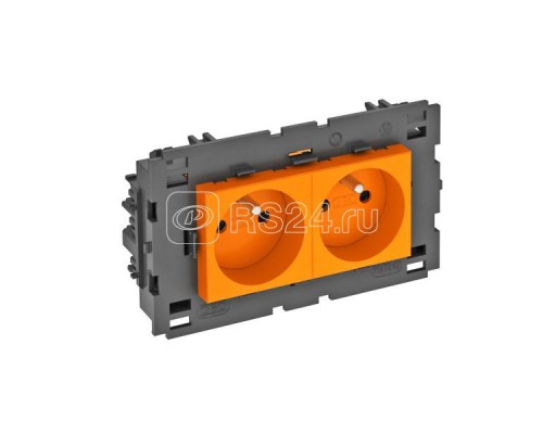 Розетка 2-м 0град. Modul45connect франц. стандарт 250В 16А оранж. OBO 6120624