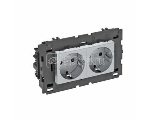 Розетка 2-м 0град. Modul45connect с заземл. 250В 16А алюм. OBO 6120442