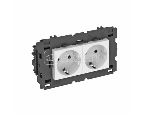 Розетка 2-м 0град. Modul45connect с заземл. 250В 16А бел. OBO 6120432