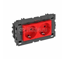 Розетка 2-м 0град. Modul45connect с заземл. 250В 16А красн. OBO 6120438