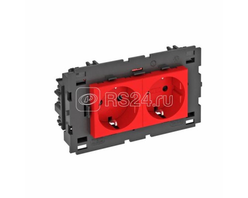 Розетка 2-м 0град. Modul45connect с заземл. 250В 16А красн. OBO 6120438