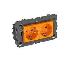 Розетка 2-м 0град. Modul45connect с заземл. 250В 16А оранж. OBO 6120434