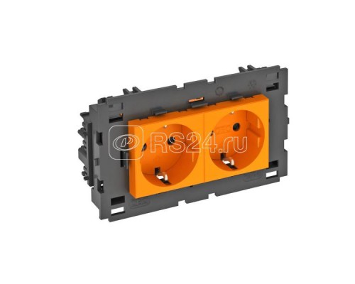Розетка 2-м 0град. Modul45connect с заземл. 250В 16А оранж. OBO 6120434