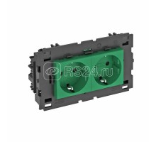 Розетка 2-м 0град. Modul45connect с заземл. 250В 16А зел. OBO 6120436
