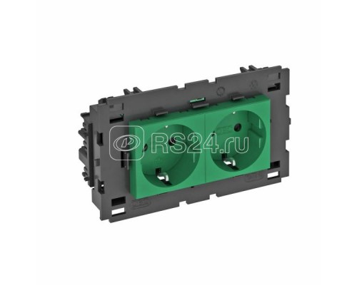 Розетка 2-м 0град. Modul45connect с заземл. 250В 16А зел. OBO 6120436