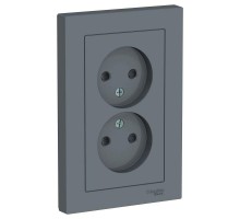 Розетка 2-м ATLAS DESIGN без заземл. защ. шторки16А в сборе грифель SchE ATN000722