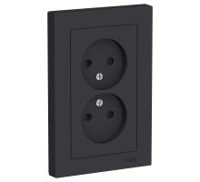 Розетка 2-м ATLAS DESIGN без заземл. защ. шторки16А в сборе карбон SchE ATN001022