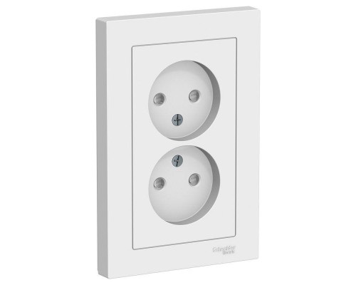 Розетка 2-м ATLAS DESIGN без заземл. защ. шторки 16А в сборе бел. SchE ATN000122
