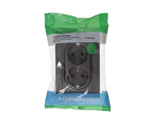 Розетка 2-м ATLAS DESIGN с заземл. 16А в сборе мокко SchE ATN000624