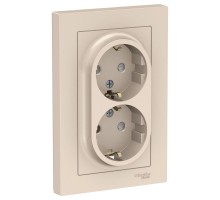 Розетка 2-м ATLAS DESIGN с заземл. защ. шторки 16А в сборе беж. SchE ATN000226