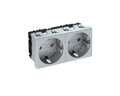 Розетка 2-м Modul45 16А 250В STD-D0 AL2 с заземл. алюм. лак. OBO 6120032