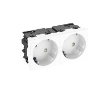 Розетка 2-м Modul45 16А 250В STD-D3C RW2 с заземл. соед. клеммы бел. OBO 6120482