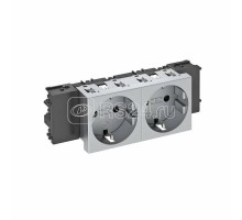 Розетка 2-м Modul45connect 16А 250В STD-D0C AL2 0град. с заземл. серебр. OBO 6120372