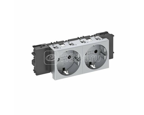 Розетка 2-м Modul45connect 16А 250В STD-D0C AL2 0град. с заземл. серебр. OBO 6120372