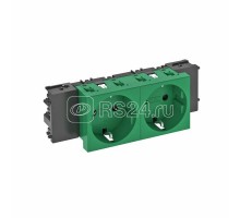 Розетка 2-м Modul45connect 16А 250В STD-D0C MZGN2 0град. с заземл. зел. OBO 6120366