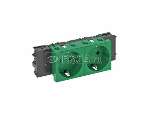 Розетка 2-м Modul45connect 16А 250В STD-D0C MZGN2 0град. с заземл. зел. OBO 6120366