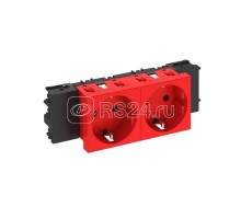 Розетка 2-м Modul45connect 16А 250В STD-D0C SRO2 0град. с заземл. красн. OBO 6120368