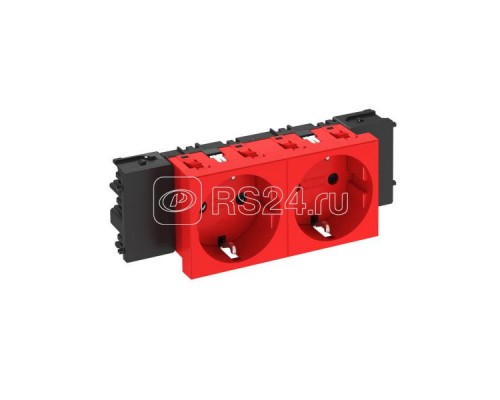 Розетка 2-м Modul45connect 16А 250В STD-D0C SRO2 0град. с заземл. красн. OBO 6120368