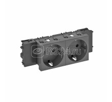 Розетка 2-м Modul45connect 16А 250В STD-D0C SWGR2 0град. с заземл. черн. OBO 6120370