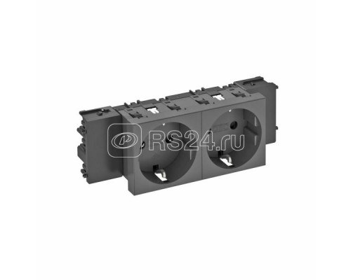 Розетка 2-м Modul45connect 16А 250В STD-D0C SWGR2 0град. с заземл. черн. OBO 6120370