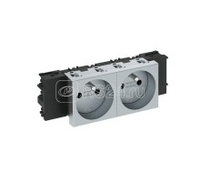 Розетка 2-м Modul45connect 16А 250В STD-F0C AL2 0град. франц. станд. серебр. OBO 6120562