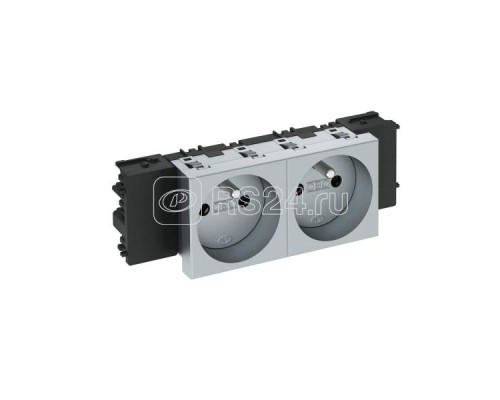 Розетка 2-м Modul45connect 16А 250В STD-F0C AL2 0град. франц. станд. серебр. OBO 6120562