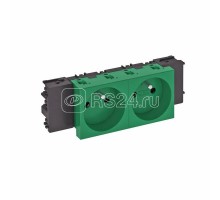 Розетка 2-м Modul45connect 16А 250В STD-F0C MZGN2 0град. франц. станд. зел. OBO 6120556