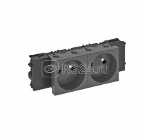 Розетка 2-м Modul45connect 16А 250В STD-F0C SWGR2 0град. франц. станд. черн. OBO 6120560