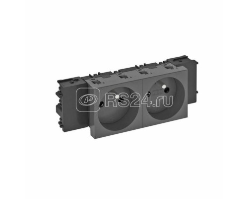 Розетка 2-м Modul45connect 16А 250В STD-F0C SWGR2 0град. франц. станд. черн. OBO 6120560