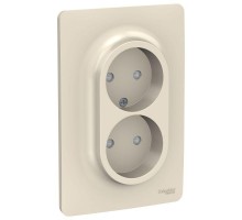 Розетка 2-м UNICA NEW защ. шторки без заземл. винт. зажим. беж. SchE NU206344