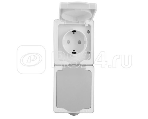 Розетка 2-м Аллегро верт. с заземл. защ. шторки с крышкой IP54 сер. UNIVersal 1275