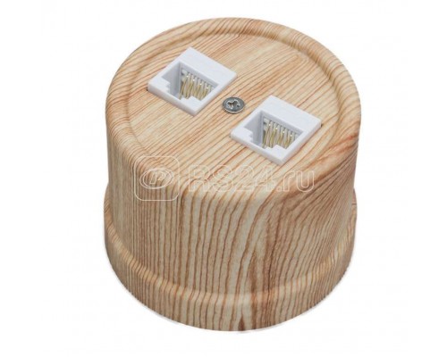 Розетка 2-м комп. RJ45 CAT.5е ОП ЛИЗЕТТА ABS-пластик карельская сосна BIRONI B1-302-13