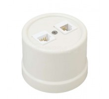 Розетка 2-м комп. RJ45 CAT.5е ОП ЛИЗЕТТА ABS-пластик сл. кость BIRONI B1-302-211