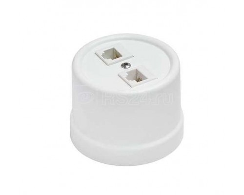 Розетка 2-м комп. RJ45 CAT.5е ОП ЛИЗЕТТА (в компл. с 1-м круглой рамкой Винтаж) керамика бел. BIRONI B1-302-01