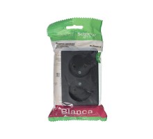 Розетка 2-м ОП BLANCA 16А 250В без шторок без заземл. изол. пласт. антрацит SchE BLNRA000216