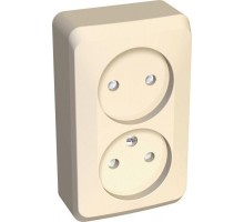 Розетка 2-м ОП Этюд 16А IP20 защ. шторки без заземл. крем. SchE PA16-006K