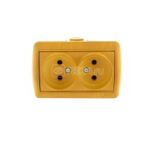 Розетка 2-м ОП Ната 16А IP20 без заземл. керам. ольха LEZARD 710-0700-128