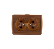 Розетка 2-м ОП Ната 16А IP20 без заземл. керам. сосна LEZARD 710-0800-128