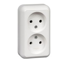 Розетка 2-м ОП Прима 16А IP20 без заземл. без защ. шторок изол. пласт. (розн. упак.) бел. SchE RA16-213I-BI