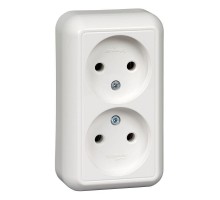 Розетка 2-м ОП Прима 16А IP20 без заземл. без защ. шторок монтаж. пласт. (опт. упак.) бел. SchE RA16-213M-B