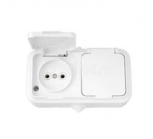 Розетка 2-м ОП с защ. крышкой без заземл. IP54 бел. БЕЛТИЗ РА16-302