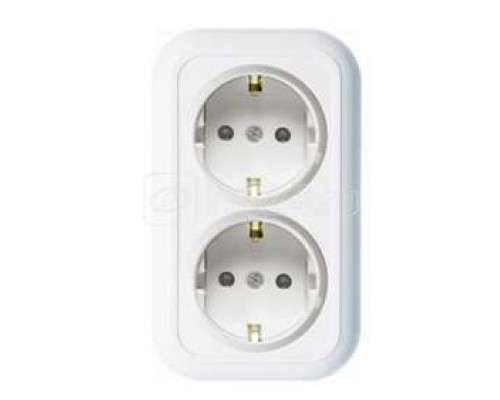 Розетка 2-м ОП Валентина РС16-327 защ. шторки с заземл. + изолир. пласт. бел. Кунцево 6217