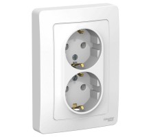 Розетка 2-м СП BLANCA 16А 250В без шторок с заземл. бел. SchE BLNRS001021