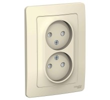 Розетка 2-м СП BLANCA 16А 250В защ. шторки без заземл. молоч. SchE BLNRS000122