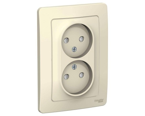 Розетка 2-м СП BLANCA 16А 250В защ. шторки без заземл. молоч. SchE BLNRS000122