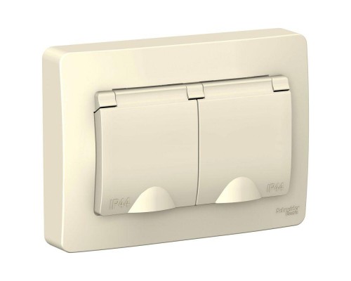 Розетка 2-м СП BLANCA 16А IP44 250В с защ. крышкой защ. шторки с заземл. молоч. SchE BLNRS441122
