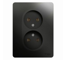 Розетка 2-м СП Glossa 16А IP20 без заземл. в сборе антрацит SchE GSL000720
