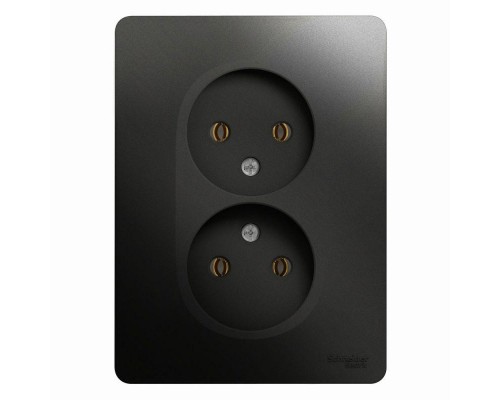 Розетка 2-м СП Glossa 16А IP20 без заземл. в сборе антрацит SchE GSL000720