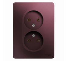 Розетка 2-м СП Glossa 16А IP20 без заземл. в сборе баклажан. SchE GSL001120